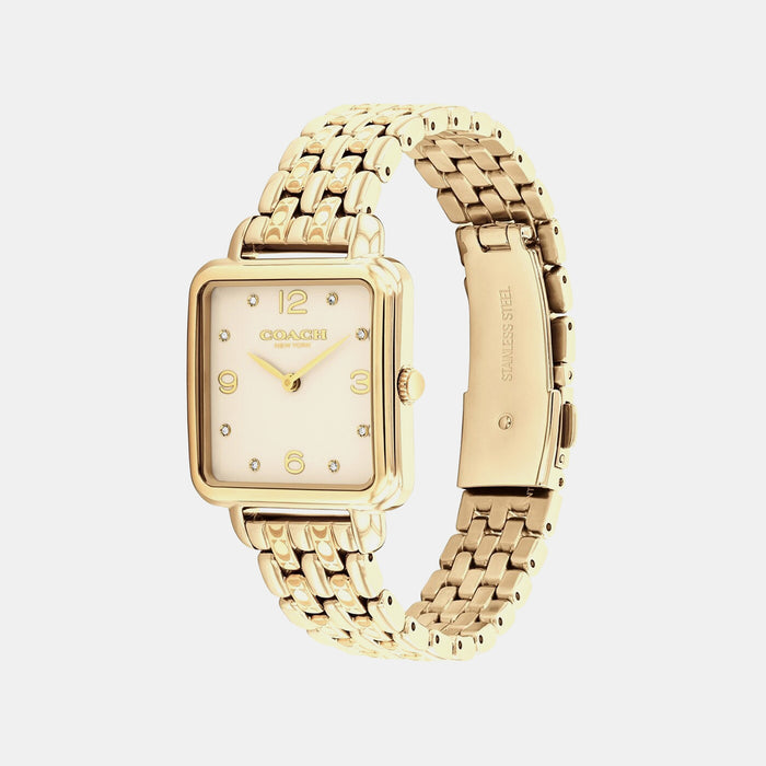 Cass Women Quartz Champagne Dial Analog Stainless Steel Watch 14504495