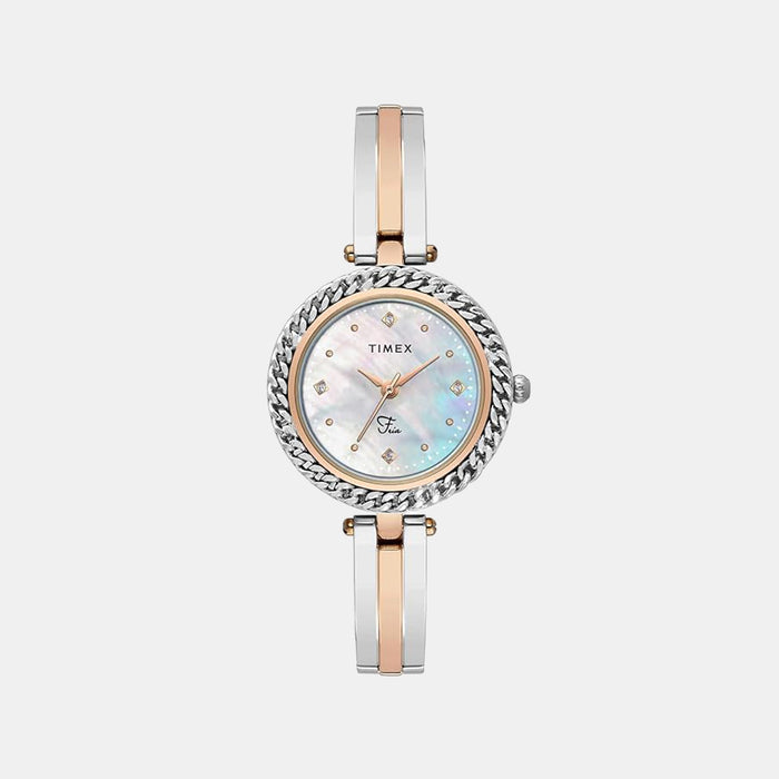 Fria Women Quartz Mother Of Pearl Dial Analog Brass Watch TWEL24102