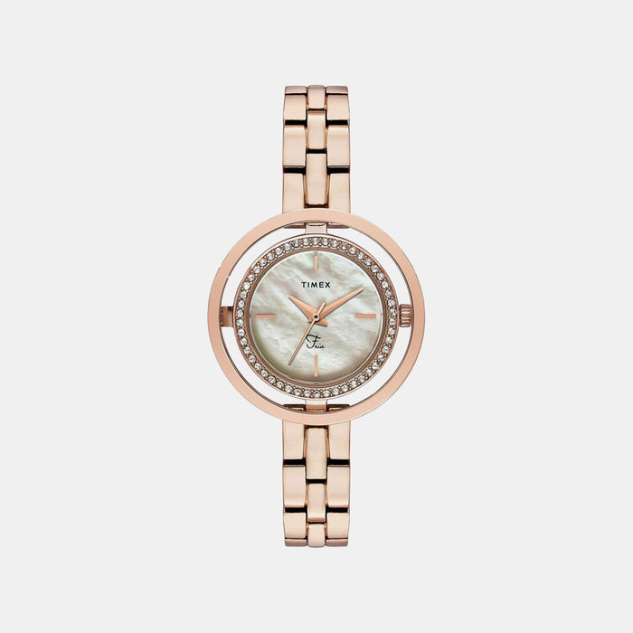 Fria Women Quartz Mother Of Pearl Dial Analog Brass Watch TWEL24300