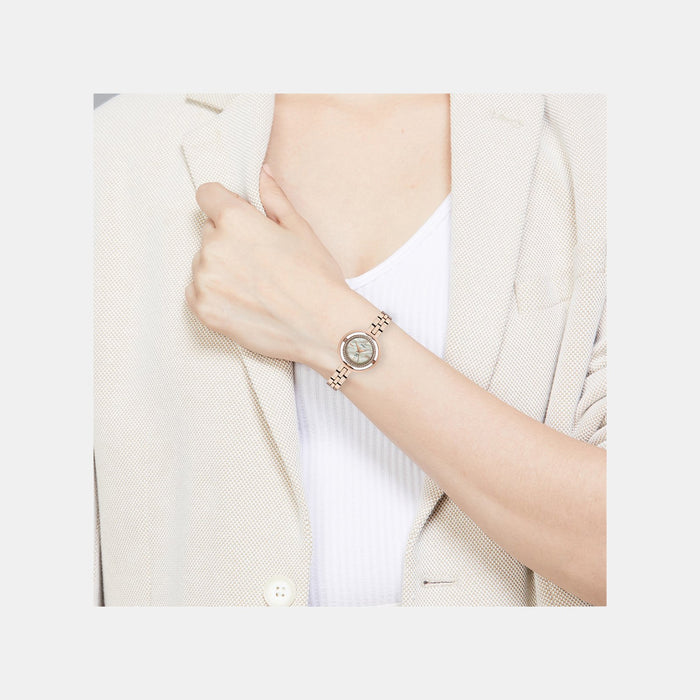 Fria Women Quartz Mother Of Pearl Dial Analog Brass Watch TWEL24300