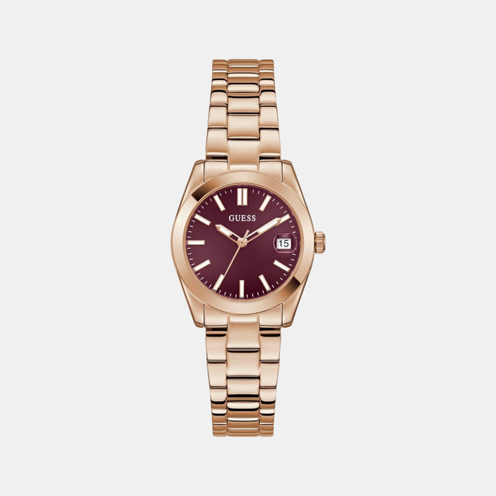 Gd Alice Women Quartz Burgundy Dial Analog Stainless Steel Watch Gw0934L5