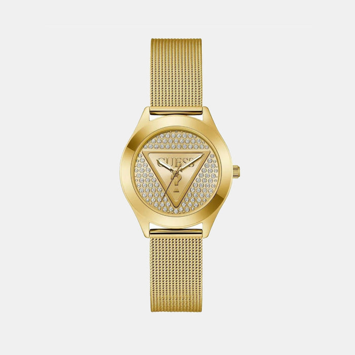 Gt Glitz Plaque Women Quartz Champagne Dial Analog Stainless Steel Watch Gw0835L2