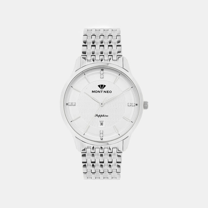 Men Quartz Silver Dial Analog Metal Watch 8502E-M1102