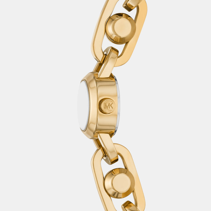 Mk Astor Link Women Quartz Gold Dial Analog Stainless Steel Watch MK4871