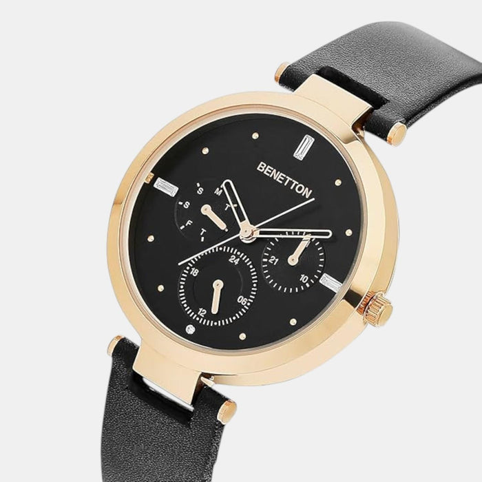Signature Women Quartz Black Dial Multi-Function Leather Watch UWUCL1006