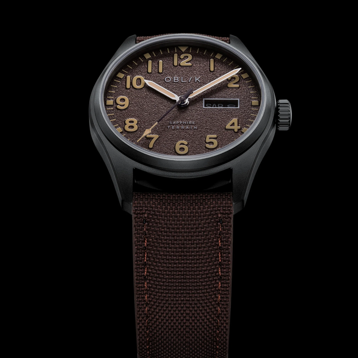 Terrain Men Quartz Brown Dial Analog Fabric Watch Terrain