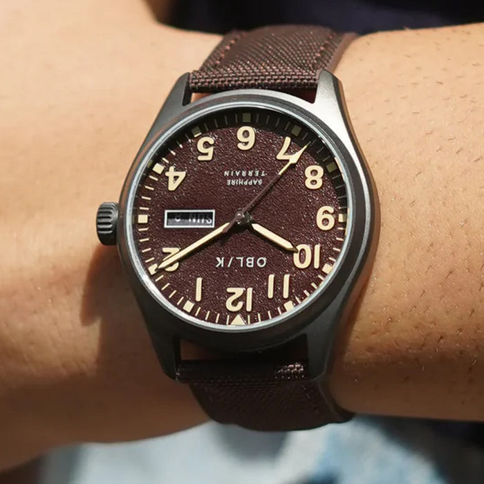 Terrain Men Quartz Brown Dial Analog Fabric Watch Terrain