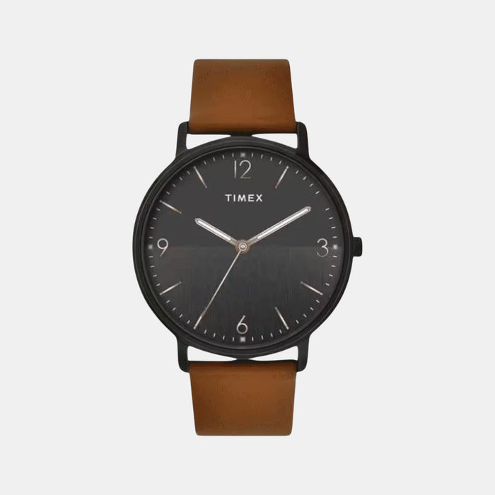 Trendline Men Quartz Black Dial Analog Leather Watch TW0TG8031