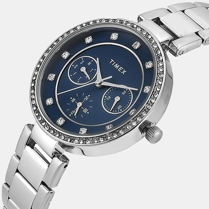 Trendline Women Quartz Blue Dial Multi-Function Stainless Steel Watch TWEL18729